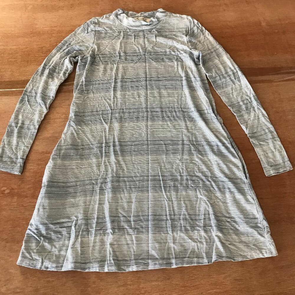Fighting Eel Sweater Dress Women XS Black Striped Pockets Midi Long Sleeve 18865